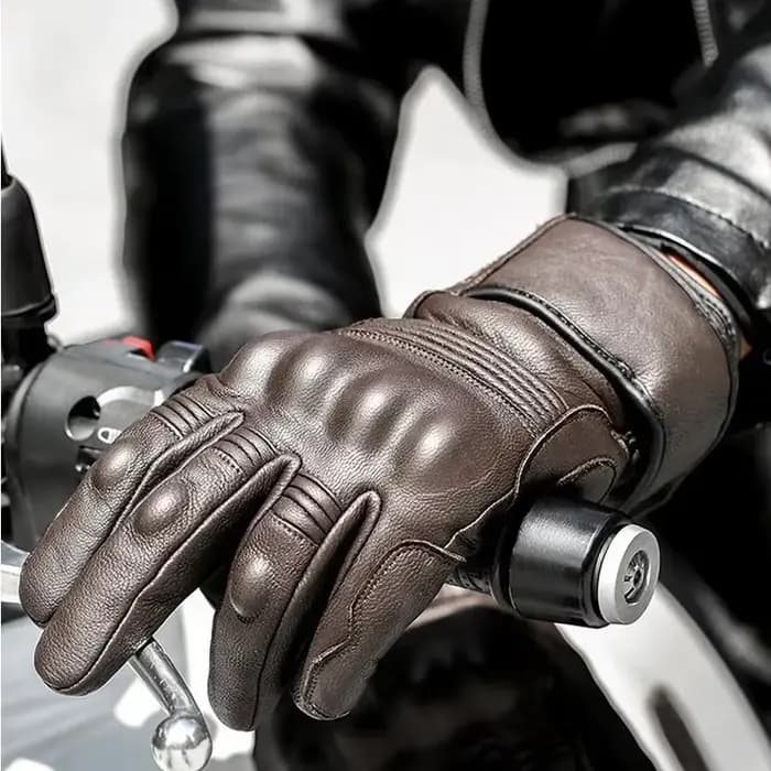 Gants de moto en cuir véritable pour Homme