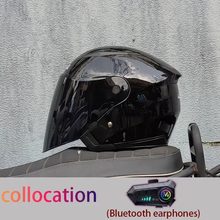 Casque de moto semi-couvert avec pare-soleil intégré