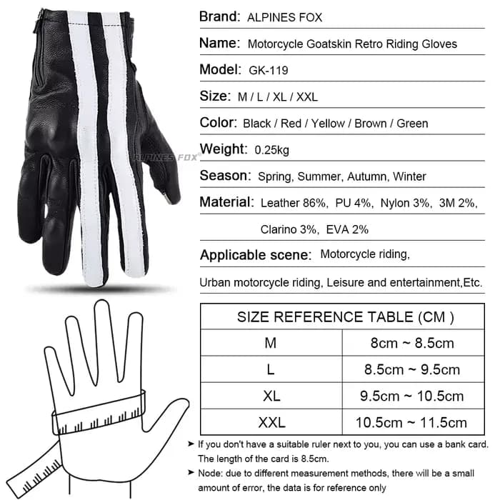 Gants de Moto Vintage doigt complet équipement