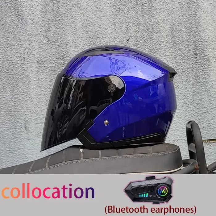 Casque de moto semi-couvert avec pare-soleil intégré