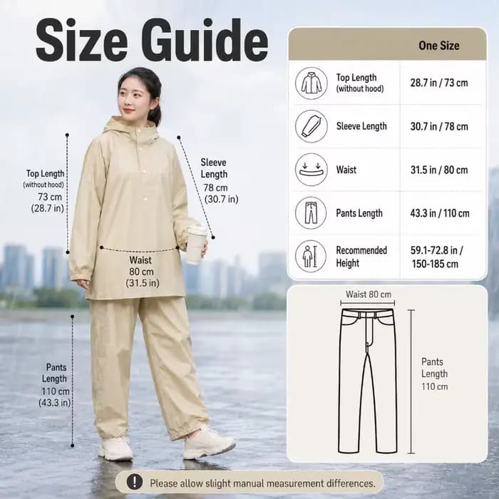 Combinaison de pluie imperméable pour femme – Ensemble deux pièces coupe ample (veste et pantalon)