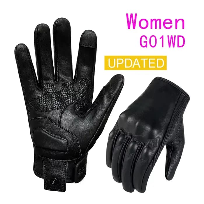 Gants de moto pour femmes XS S M cuir tactile véritable peau de chèvre