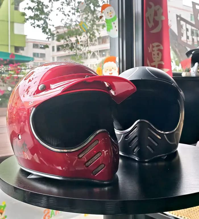 Casque de moto intégral vintage rétro unisexe