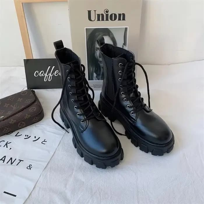 Bottes à Baril Court en Cuir pour Femme