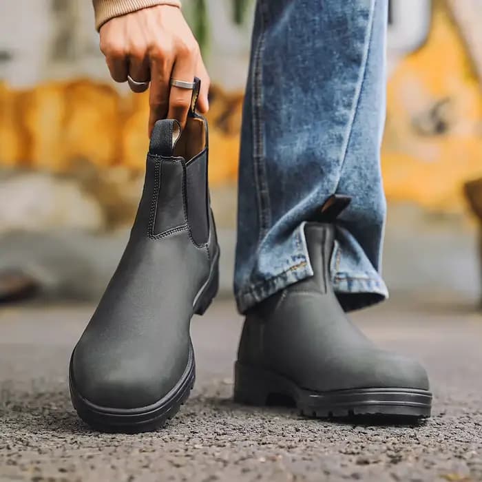 Bottines Chelsea en cuir rétro pour hommes