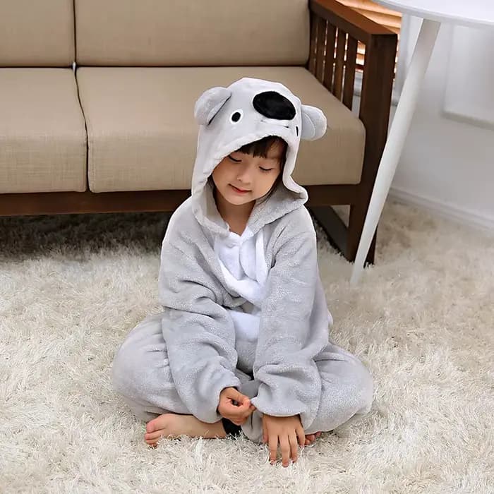 Combinaison en flanelle pour adultes, pyjama une pièce à capuche pour enfants, Kigurumi, Animal de dessin animé Koala, vêtements de détente, Costume de carnaval, vêtements de nuit
