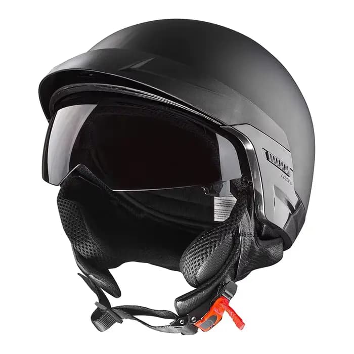 Casque de Moto rétro visage ouvert demi-casques Cruiser Vintage avec pare-soleil boucle à dégagement rapide