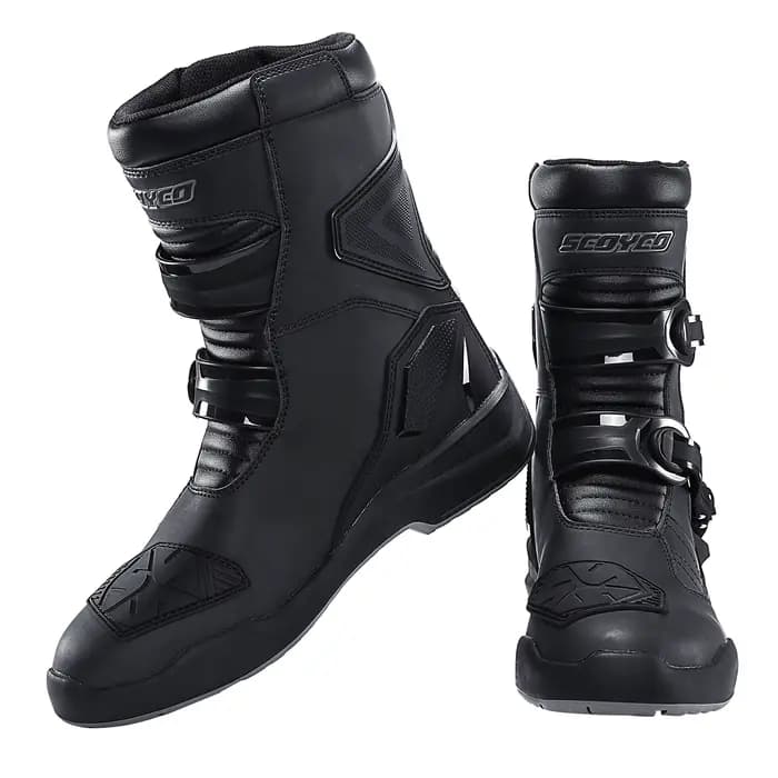 Bottes de moto en cuir de vachette rétro