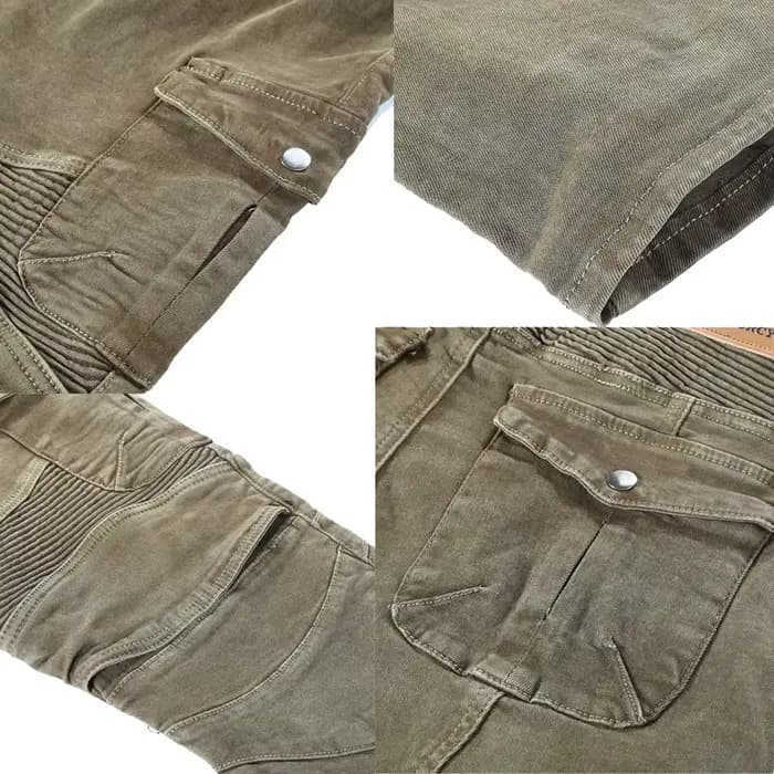 Jean de moto avec 4 protections articulées pour genoux et hanches