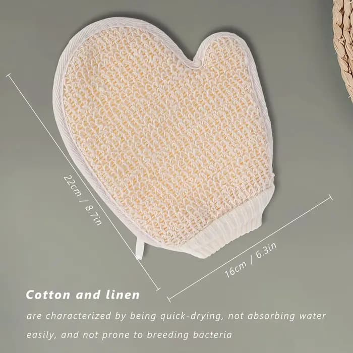 Gant de douche 2 en 1, gommage corporel, épurateur exfoliant doux en coton et lin naturel 1 pièce avec Texture en maille pour Spa à domicile
