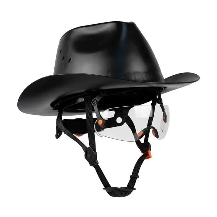 Casque de sécurité ANSI respirant style cowboy avec lunettes intégrées