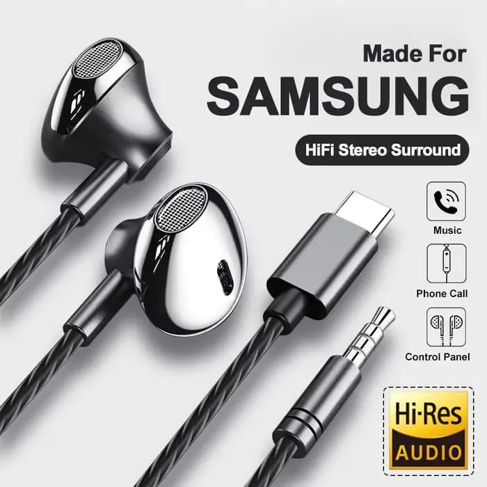 USB Type C casque HiFi basse stéréo contrôle du Volume micro 3.5mm filaire écouteurs pour Galaxy S24 S23 S22 S21 Ultra iPhone 15 Pro Max