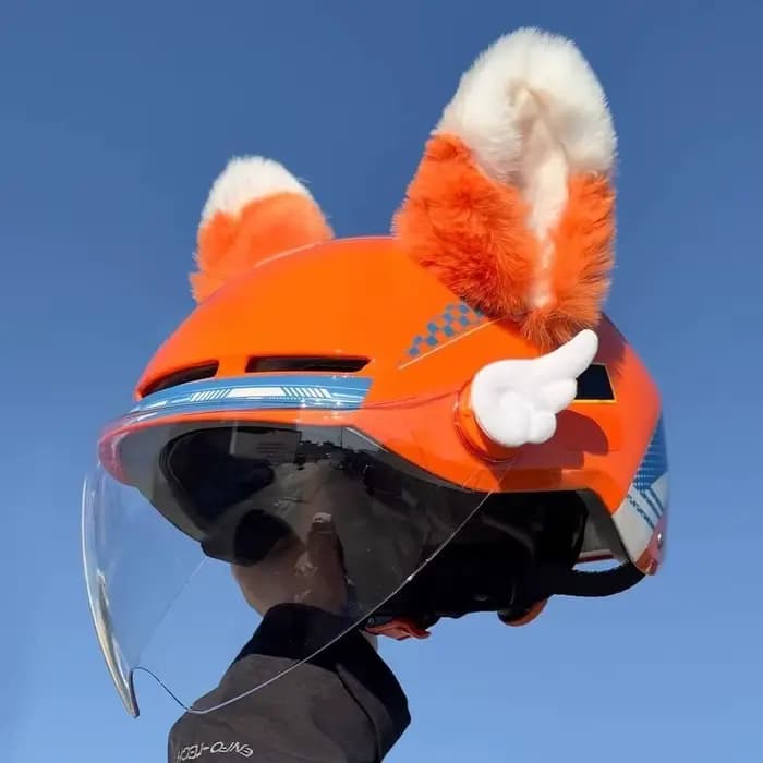 Casque de Moto Orange oreille décorations animaux oreilles de chat accessoires pour Ski Scooter électrique casques