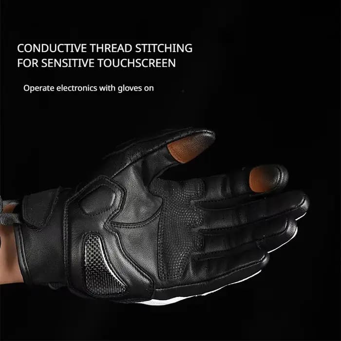 Gants de moto FEHER FT-005 unisexes en cuir véritable
