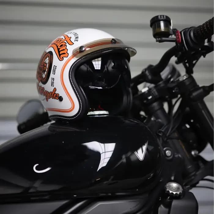 Casque de moto rétro 3/4 ouvert unisexe avec double visière