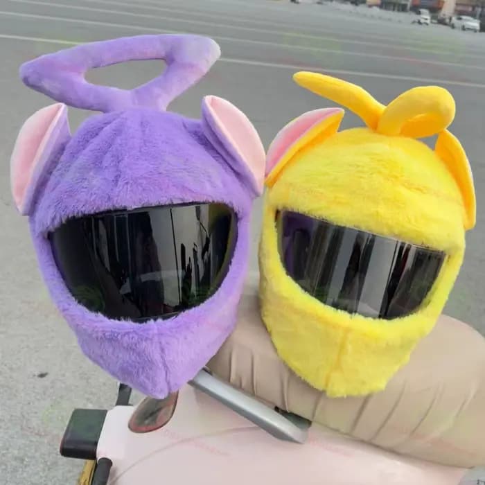 Housse de casque de moto en peluche