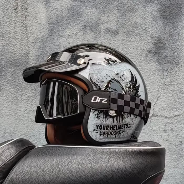 ORZ rétro demi ouvert casque de moto