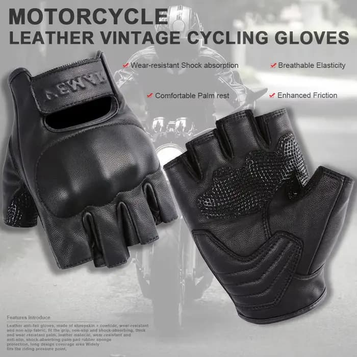 VEMAR – gants de Moto Vintage demi-doigt pour hommes