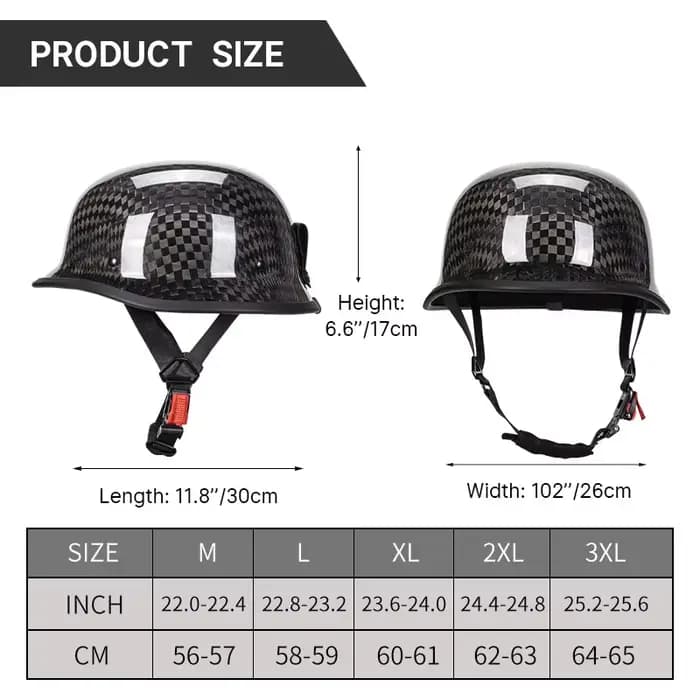 Casque de moto de style allemand rétro noir mat 12K