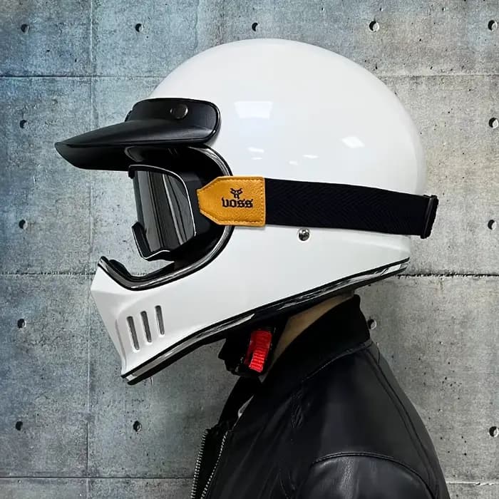 Casque de moto rétro, Vintage cafe racer, visage complet, approuvé DOT, Jet