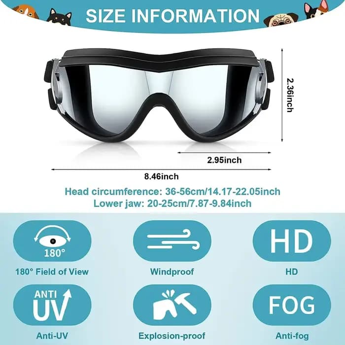 Ensemble de lunettes de soleil et de casque pour animaux de compagnie, protection contre la poussière, le vent et les UV, casque de moto réglable pour chien