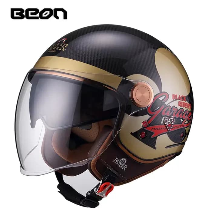 BEON BR-20 Casque d'équitation de moto Demi-casque en fibre de carbone 3/4