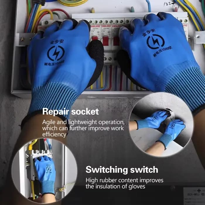 Gants isolants pour électricien, 1 paire, tension de tenue 1000V, haute élasticité, pour écran tactile, protection de sécurité