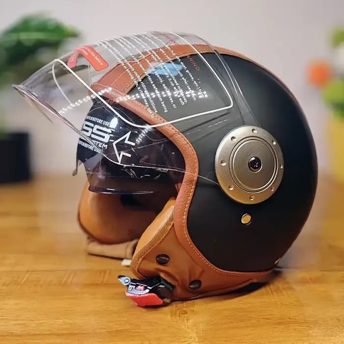 Casques de moto en cuir rétro certifiés ECE DOT