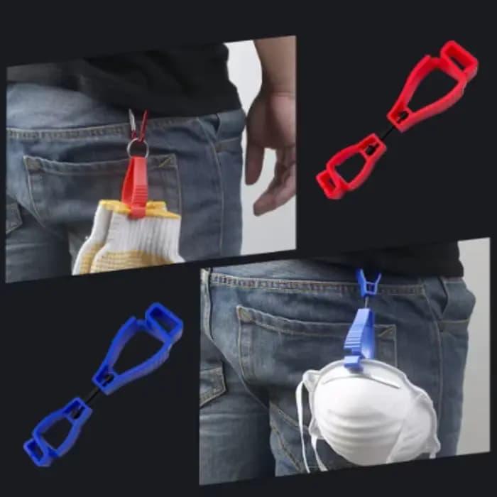 Pince à gants portable avec crochet en plastique, sac à clips anti-perte, travail en plein air, structure de taille, 5 pièces par ensemble