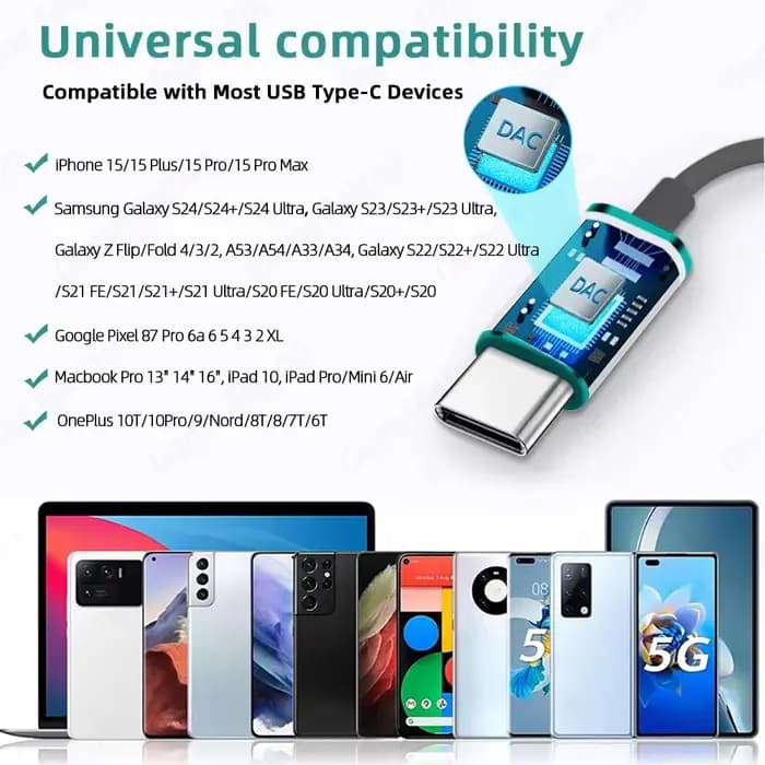 USB Type C casque HiFi basse stéréo contrôle du Volume micro 3.5mm filaire écouteurs pour Galaxy S24 S23 S22 S21 Ultra iPhone 15 Pro Max
