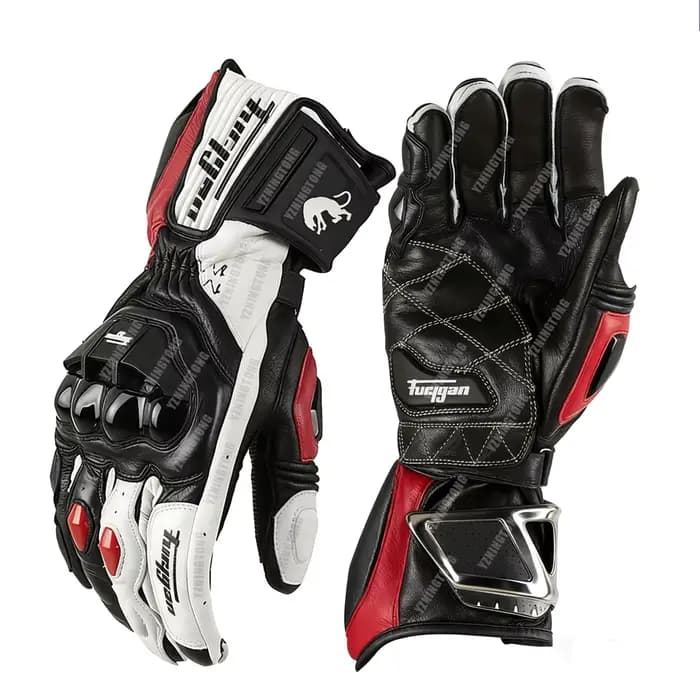 Gants de moto professionnels en cuir pour hommes