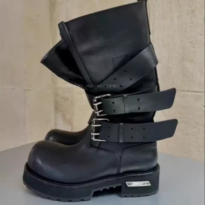 Bottes longues de moto à boucle de ceinture pour hommes et femmes