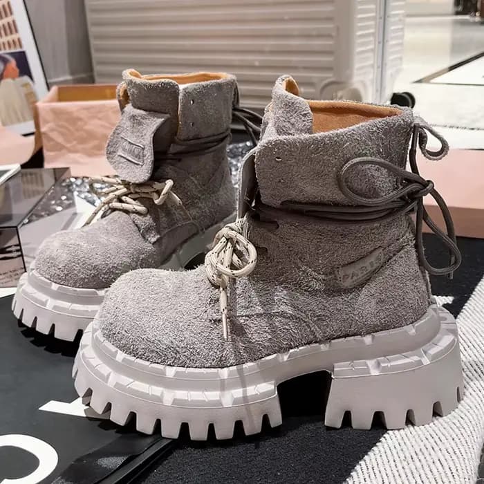 Femmes Punk plate-forme bottes chaussures décontractées de haute qualité en plein air fond épais