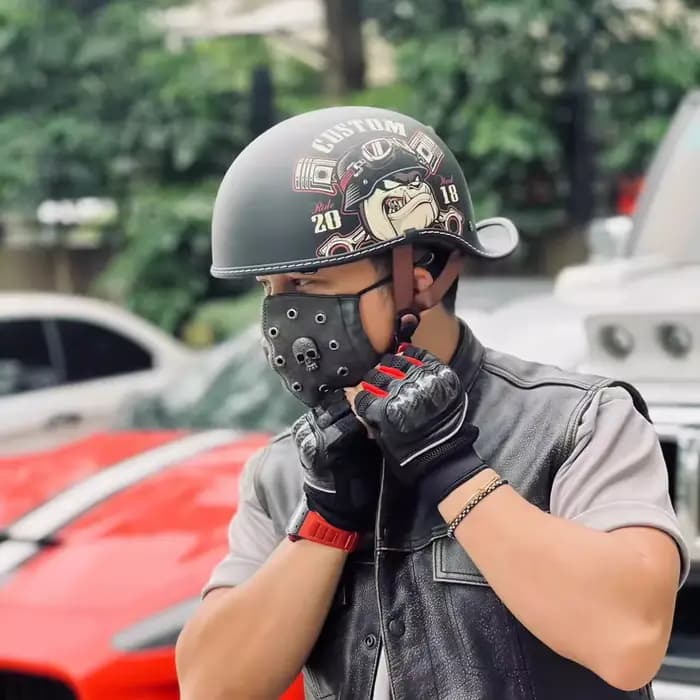 Casque de moto rétro à queue de cheval pour hommes et femmes