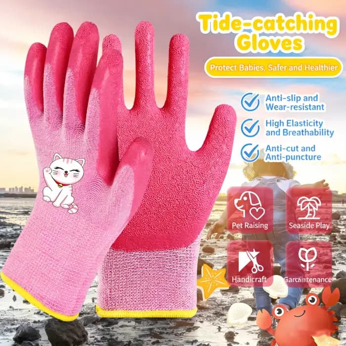 Gants de protection pour enfants DIY, durables, imperméables, antidérapants, pour le jardin, les travaux, les enfants, en latex, résistants aux perforations, pour la cuisine