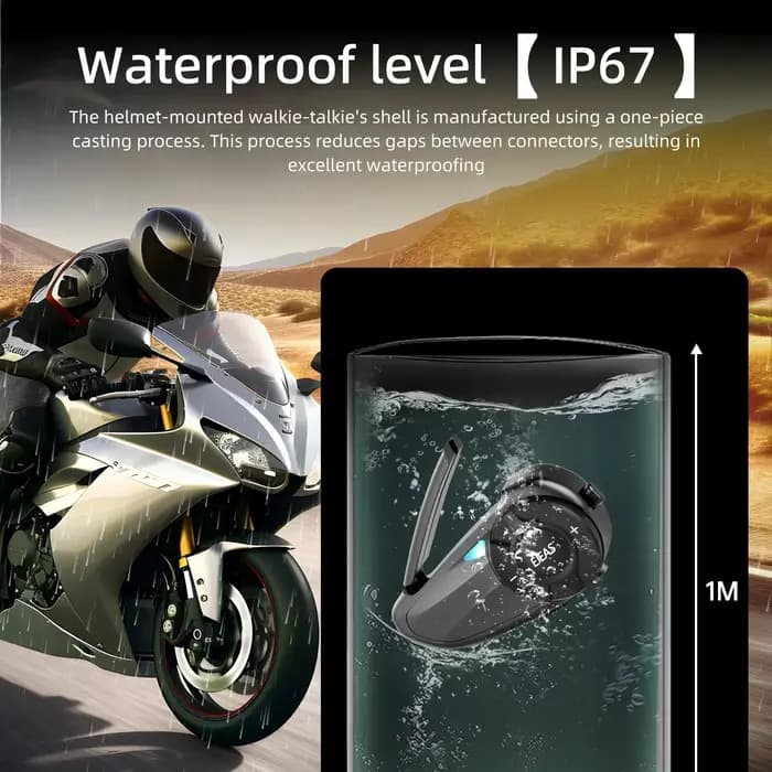 Casque Intercom Moto EJEAS Q2 Bluetooth 5.1 Sans Fil Étanche pour 2 Motocyclistes