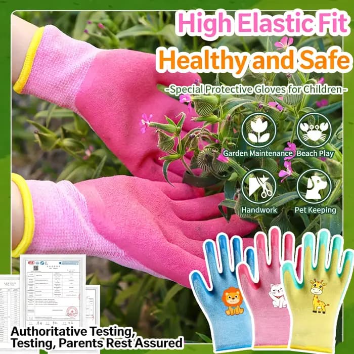 Gants de protection pour enfants DIY, durables, imperméables, antidérapants, pour le jardin, les travaux, les enfants, en latex, résistants aux perforations, pour la cuisine
