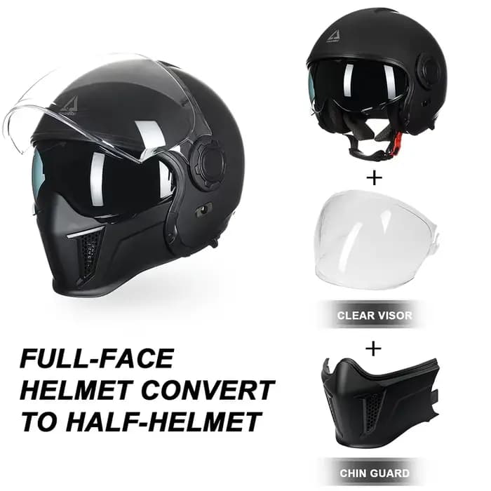 Casque 3/4 convertible intégral avec double visière