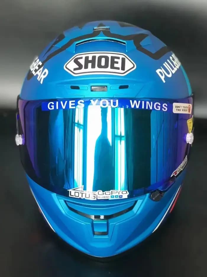 Casque intégral moto x-spirit III bleu or fourmi x-quatorze X14