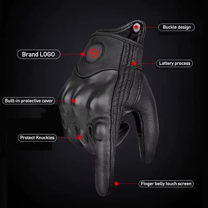 Gants de moto d'été en cuir pour hommes et femmes