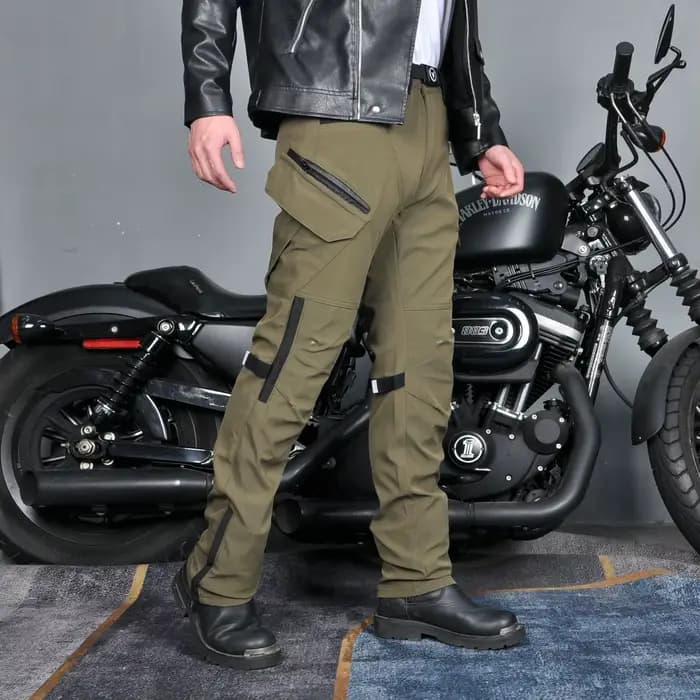 Pantalon de moto toutes saisons coupe-vent double couche respirant taille haute pour homme
