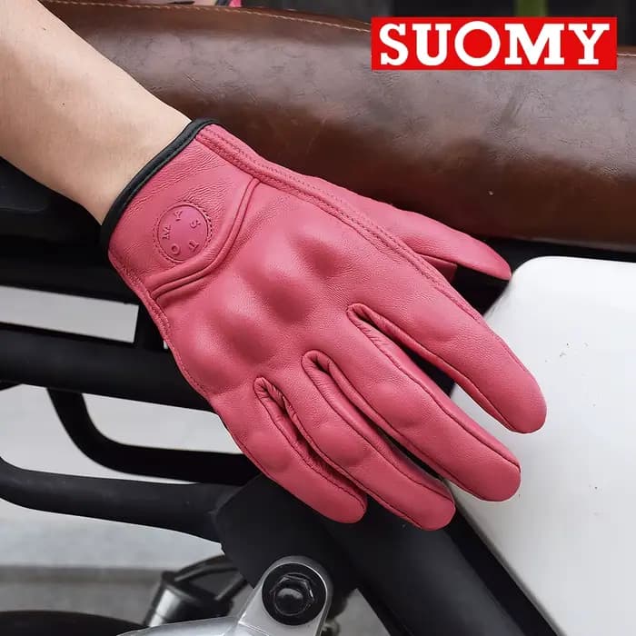 Gants en cuir véritable femme pour moto rétro Anti-chute