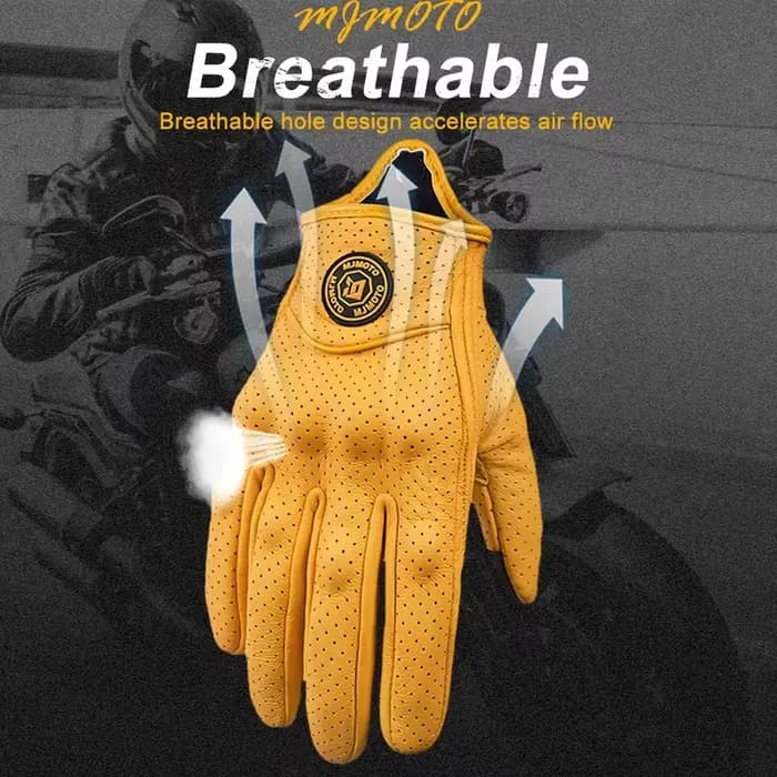 Gants de moto rétro jaunes