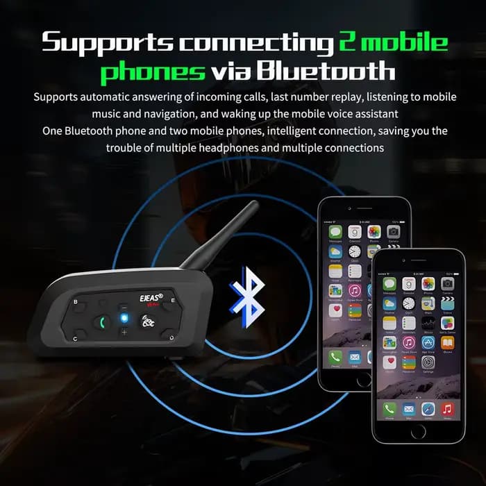 EJEAS V6 PRO + casque de moto Interphone Bluetooth