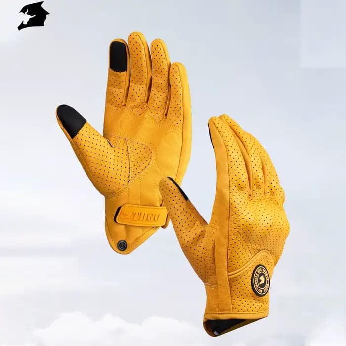 Gants de course respirants jaunes pour moto