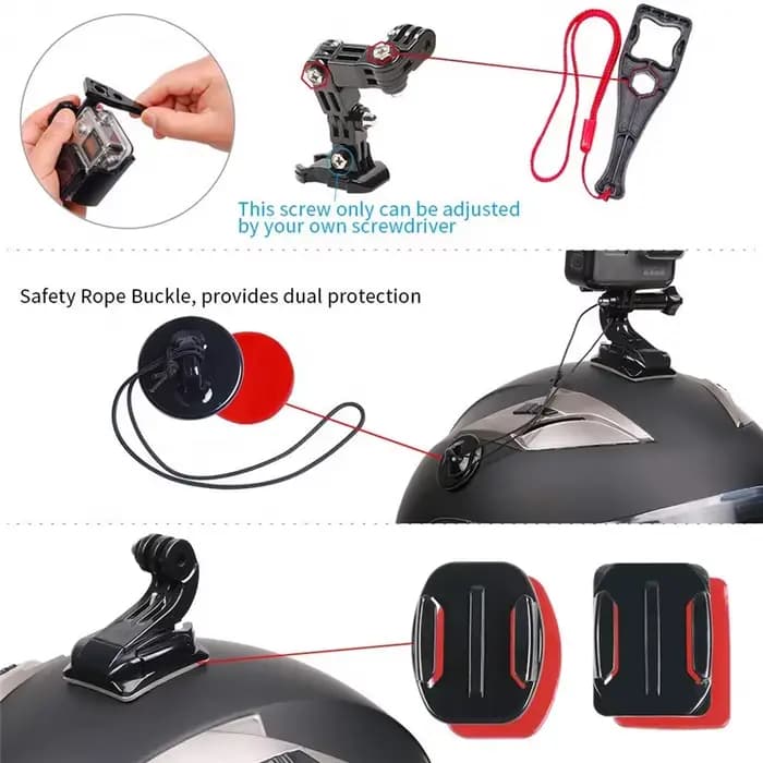 Kit de casque de moto pour GoPro Hero 13 12 11 10 Support de menton