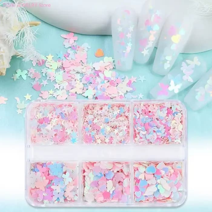62KE – Paillettes étoiles pour ongles, accessoires pour ongles, Paillettes pour décoration des ongles, Patch manucure,