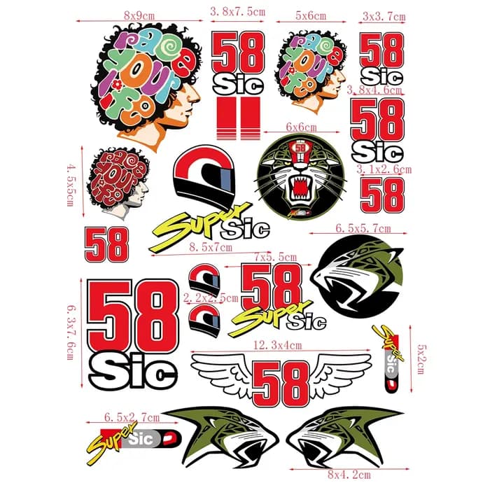 Ensemble d'autocollants M-Marco Simoncelli 58 Super Sic