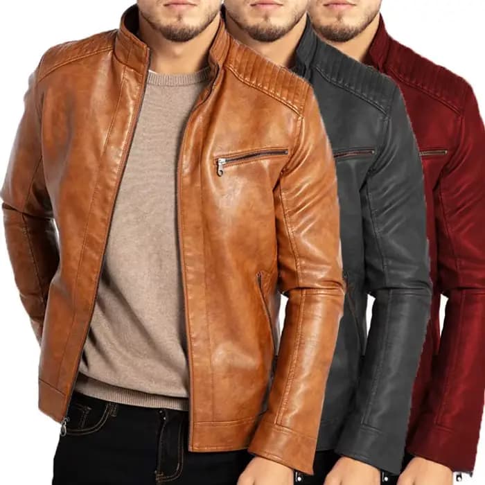 Veste en cuir PU pour hommes