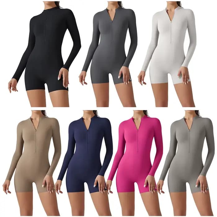 Combinaison de natation à manches longues pour femmes, vêtements de plage, justaucorps court Boyleg, course à pied, jogging, sport, batterie, yoga, barboteuse, salle de sport, entraînement